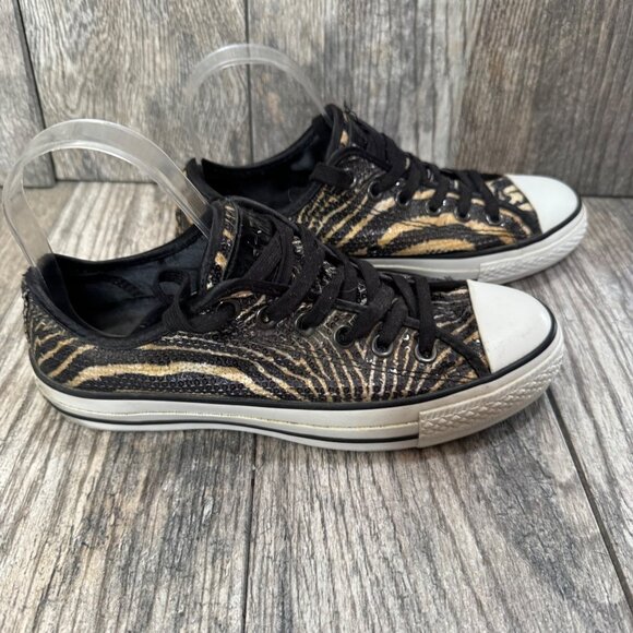 CONVERSE ALL Star Limited Edition Sequin Chucks Zebra Print Womens 7.5 Sneakers - Picture 3 of 11